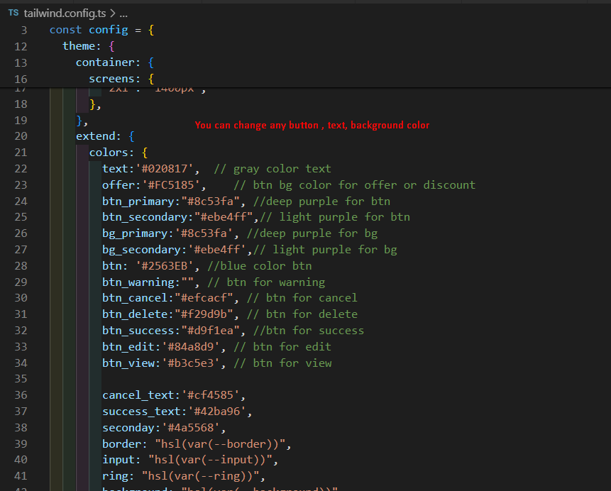 color change from tailwind.config.ts 